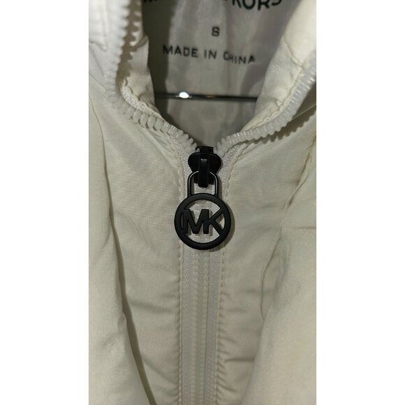 Michael Kors Women's White Winter Zipper BELT Puffer Hooded Coat Jacket Small - Picture 15 of 16